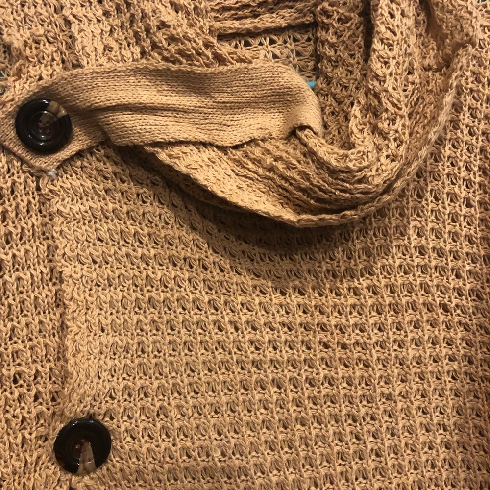 Brown Turtleneck Asymmetric Sweater - Picture 5 of 7